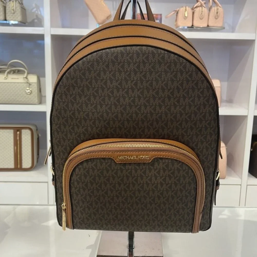 Michael Kors Jaycee Large Zip Pocket Backpack Brown - Picture 6 of 16